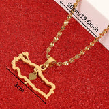 Stainless Steel Turkey Map Flag Pendant Necklace for Women Men