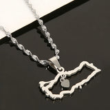 Stainless Steel Turkey Map Flag Pendant Necklace for Women Men