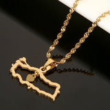 Stainless Steel Turkey Map Flag Pendant Necklace for Women Men