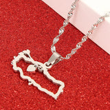 Stainless Steel Turkey Map Flag Pendant Necklace for Women Men