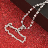 Turkish Map Flag Pendant Necklace Stainless Steel Chain Jewelry