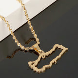 Turkish Map Flag Pendant Necklace Stainless Steel Chain Jewelry
