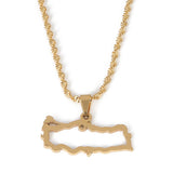 Turkish Map Flag Pendant Necklace Stainless Steel Chain Jewelry