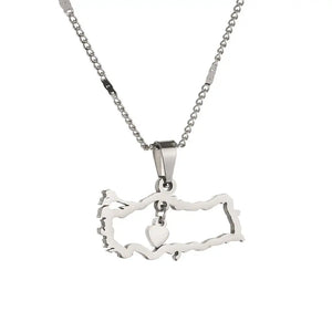 Stainless Steel Turkey Map Pendant Necklace Flag Heart Map Jewelry