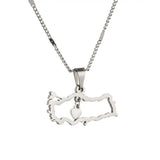 Stainless Steel Turkey Map Pendant Necklace Flag Heart Map Jewelry