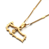 Stainless Steel Turkey Map Pendant Necklace Flag Heart Map Jewelry