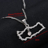 Stainless Steel Turkey Map Pendant Necklace Flag Heart Map Jewelry