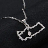Stainless Steel Turkey Map Pendant Necklace Flag Heart Map Jewelry