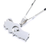 Stainless Steel Turkey Map Pendant Necklace Women Men