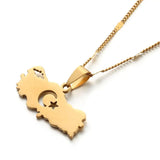 Stainless Steel Turkey Map Pendant Necklace Women Men