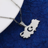 Stainless Steel Turkey Map Pendant Necklace Women Men