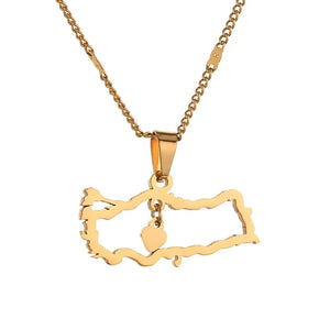 Turkey Map Pendant Necklace Women Flag Heart Map Jewelry