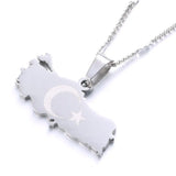 Stainless Steel Turkey Map Pendant Necklace for Women Men