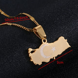 Stainless Steel Turkey Map Pendant Necklace for Women Men