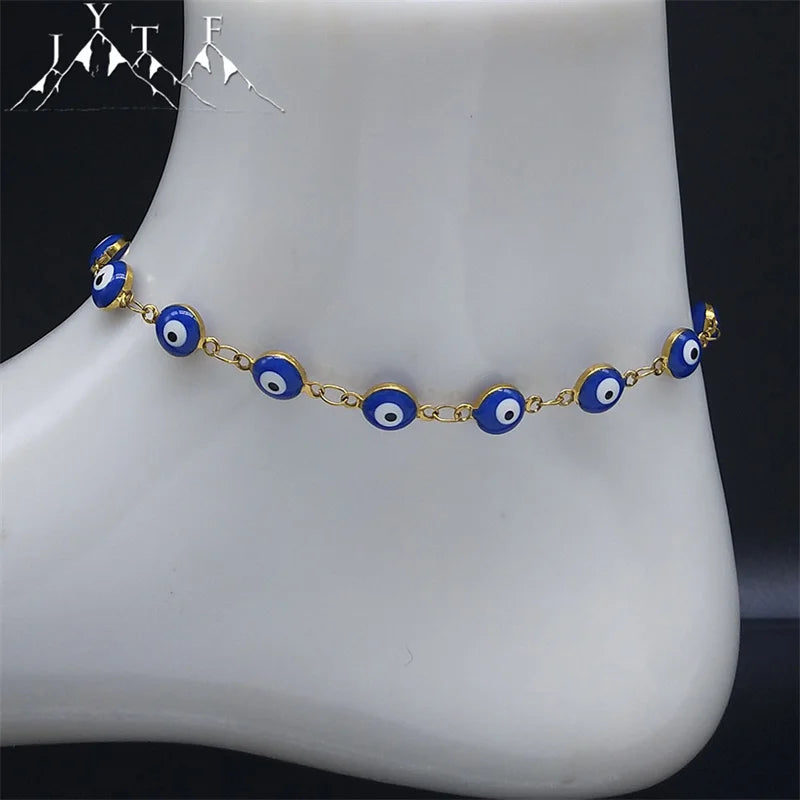 Stainless Steel Evil Eye Anklets Bracelets for Women