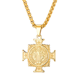 Stainless Steel San Benito Pendant Necklace Iced Out Rhinestone Choker