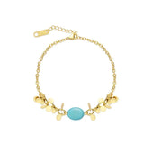 Turquoise Bracelets For Women 14K Plated Titanium Steel Natrual Stone Bracelets