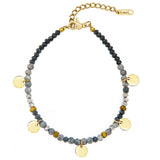 Turquoise Bracelets For Women 14K Plated Titanium Steel Natrual Stone Bracelets