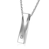 Stainless Steel Twist Bar Birth Stone Container Urn Pendant Necklace