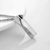 Stainless Steel Twist Bar Birth Stone Container Urn Pendant Necklace