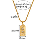 Zircon Moon Power Tarot Pendant Necklace Stainless Steel Twist Chain