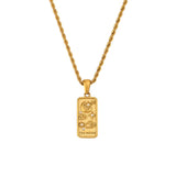 Zircon Moon Power Tarot Pendant Necklace Stainless Steel Twist Chain
