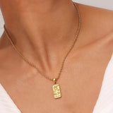 Zircon Moon Power Tarot Pendant Necklace Stainless Steel Twist Chain