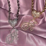 Steel Rope Chain Bracelet with Heart Letter Charms