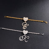 Steel Rope Chain Bracelet with Heart Letter Charms