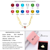 Custom Two Name Birthstone Necklace Stainless Steel Silver