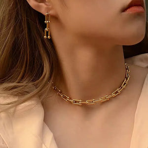 Stainless Steel U-Shape Chain Jewelry Set