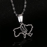 Stainless Steel Ukraine Map Flag Pendant Necklaces Ukrainian Jewelry