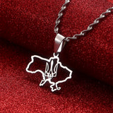 Stainless Steel Ukraine Map Flag Pendant Necklaces Ukrainian Jewelry