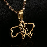 Stainless Steel Ukraine Map Flag Pendant Necklaces Ukrainian Jewelry