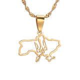 Stainless Steel Ukraine Map Flag Pendant Necklaces Ukrainian Jewelry