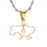 Ukraine Map Necklace Stainless Steel Water Wave Chain Women's Jewelry