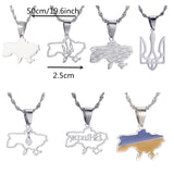 Ukraine Map Necklace Stainless Steel Water Wave Chain Women's Jewelry