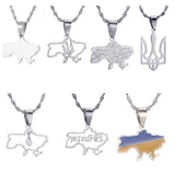 Ukraine Map Necklace Stainless Steel Water Wave Chain Women's Jewelry