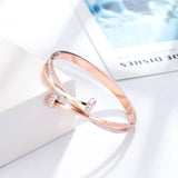 Stainless Steel Double Crystal Nail Head Cross Bracelet for Women