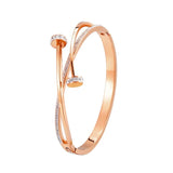 Stainless Steel Double Crystal Nail Head Cross Bracelet for Women