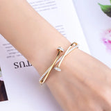 Stainless Steel Double Crystal Nail Head Cross Bracelet for Women