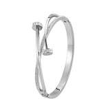 Stainless Steel Double Crystal Nail Head Cross Bracelet for Women