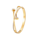 Stainless Steel Double Crystal Nail Head Cross Bracelet for Women
