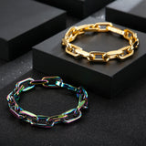 Stainless Steel Unisex Bracelet Bangle Thick Rectangle Bracelets 10mm