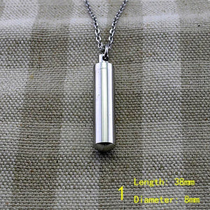 Stainless Steel Urn Keepsake Jewelry Cylinder Perfume Bottle Pendant Necklace