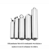 Stainless Steel Urn Keepsake Jewelry Cylinder Perfume Bottle Pendant Necklace