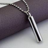 Stainless Steel Urn Keepsake Jewelry Cylinder Perfume Bottle Pendant Necklace