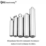 Stainless Steel Urn Keepsake Jewelry Cylinder Perfume Bottle Pendant Necklace