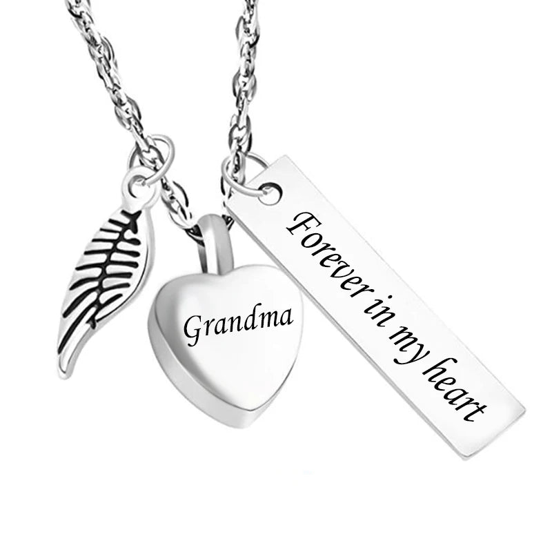 Stainless Steel Urn Necklace for Ashes Cremation Jewelry - Forever in My Heart