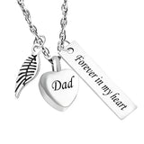 Stainless Steel Urn Necklace for Ashes Cremation Jewelry - Forever in My Heart